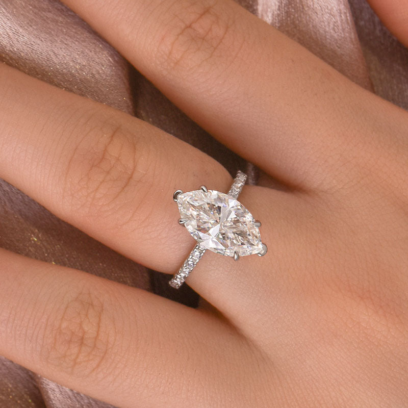 Ahabobo Moissanite 4.0 Ct Marquise Cut Engagement Ring For Women