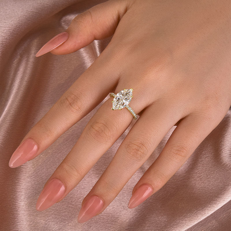 Ahabobo Moissanite 4.0 Ct Marquise Cut Engagement Ring For Women