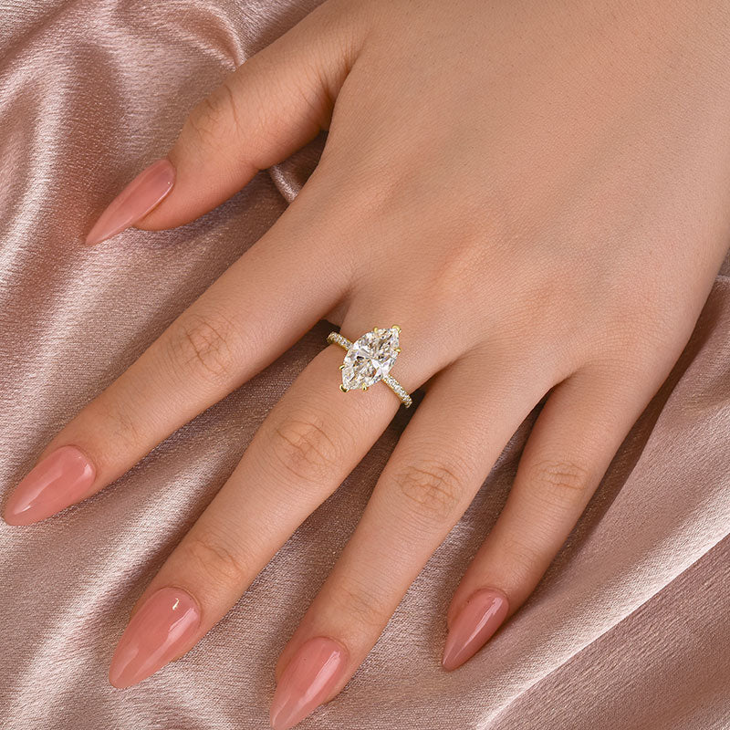 Ahabobo Moissanite 4.0 Ct Marquise Cut Engagement Ring For Women