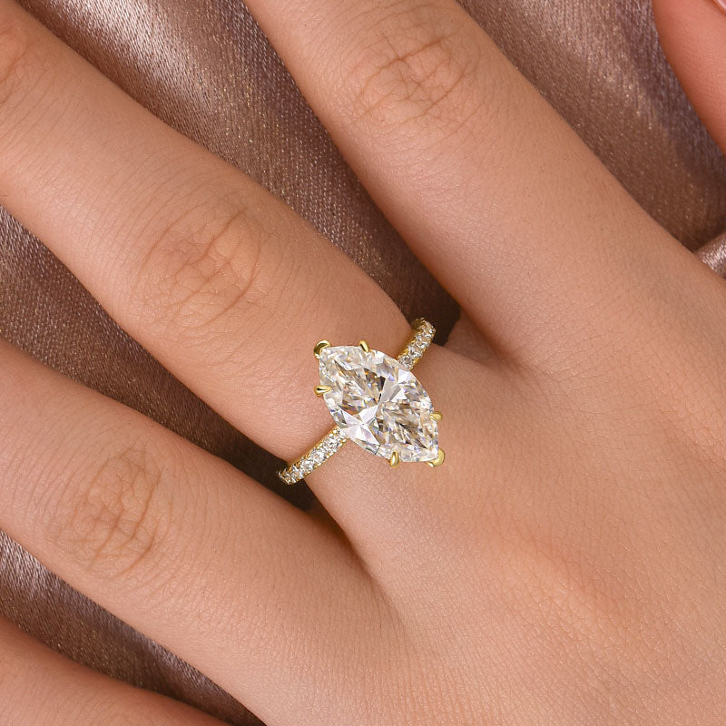 Ahabobo Moissanite 4.0 Ct Marquise Cut Engagement Ring For Women