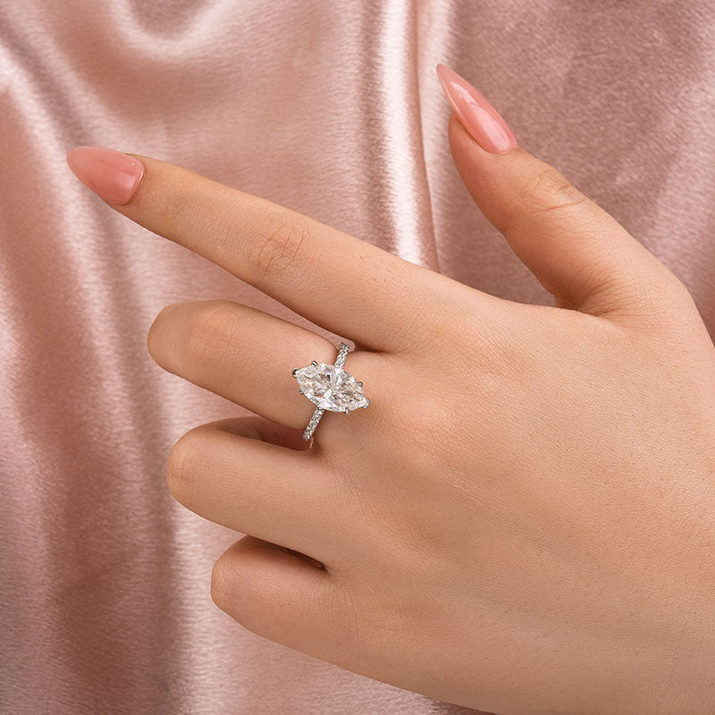 Ahabobo Moissanite 4.0 Ct Marquise Cut Engagement Ring For Women