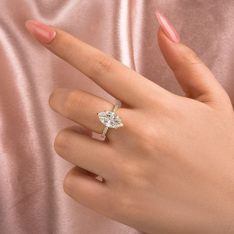 Ahabobo Moissanite 4.0 Ct Marquise Cut Engagement Ring For Women