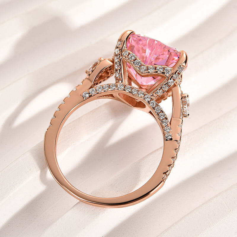 Royal Romantic 5.0 CT Pink Heart Cut Engagement Ring In Sterling Silver