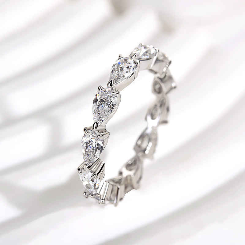Full Eternity Pear Cut Diamond Wedding Band Anniversary Rings for Her