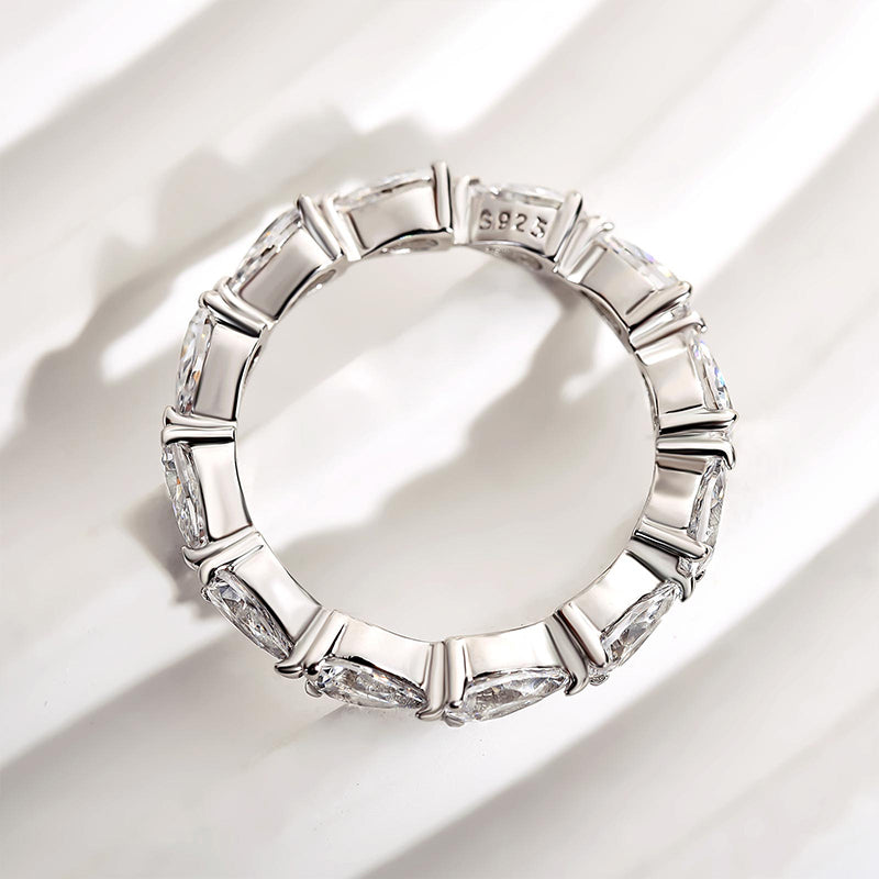 Full Eternity Pear Cut Diamond Wedding Band Anniversary Rings for Her