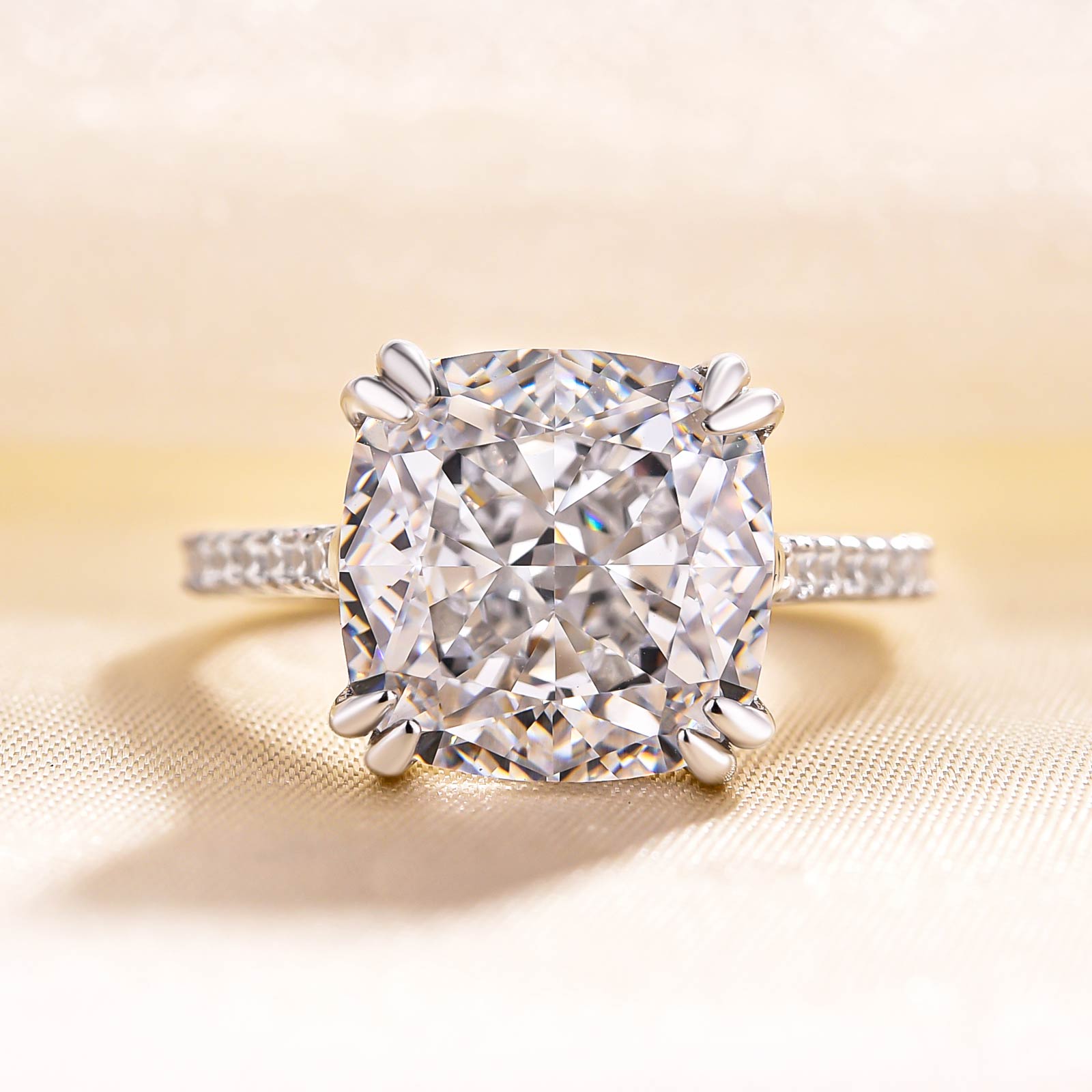 Stunning Cushion Cut Women's Engagement Ring In Sterling Silver