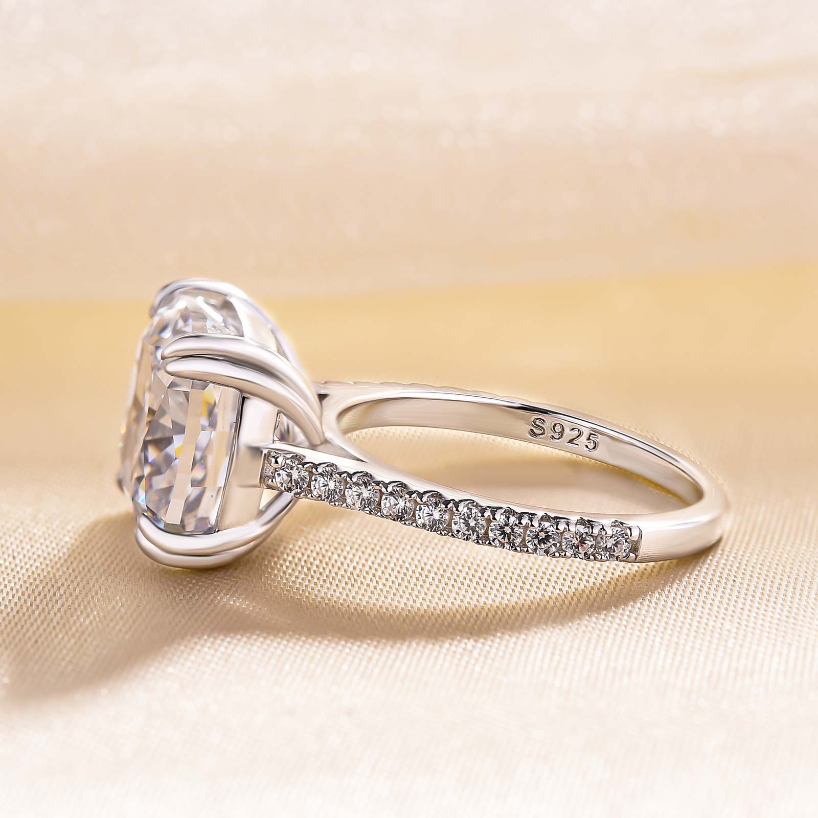 Stunning Cushion Cut Women's Engagement Ring In Sterling Silver