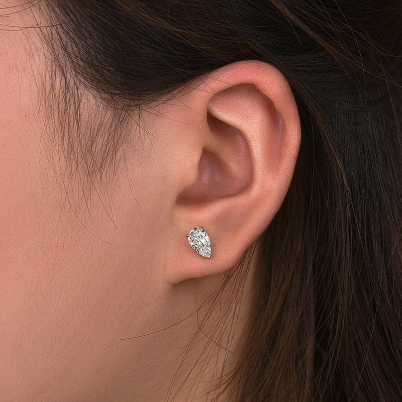 2.0Ct Classic Moissanite Pear Cut Earrings In Sterling Silver