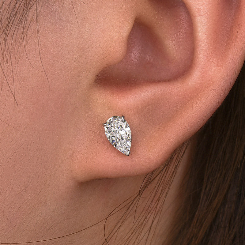 2.0Ct Classic Moissanite Pear Cut Earrings In Sterling Silver