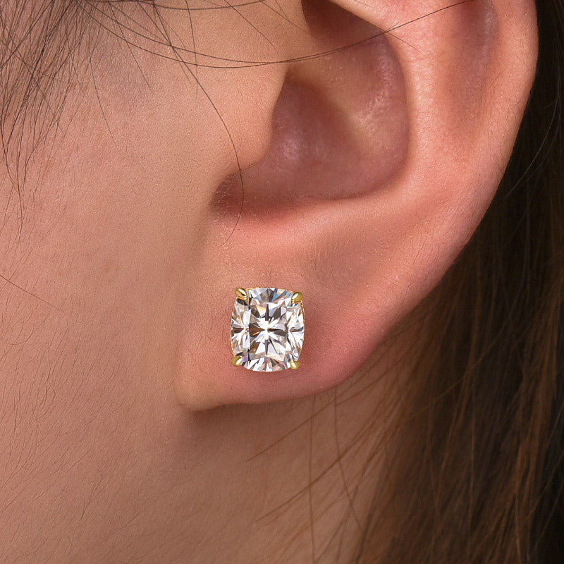 2.0Ct Moissanite Cushion Cut Women's Stud Earrings In Sterling Silver