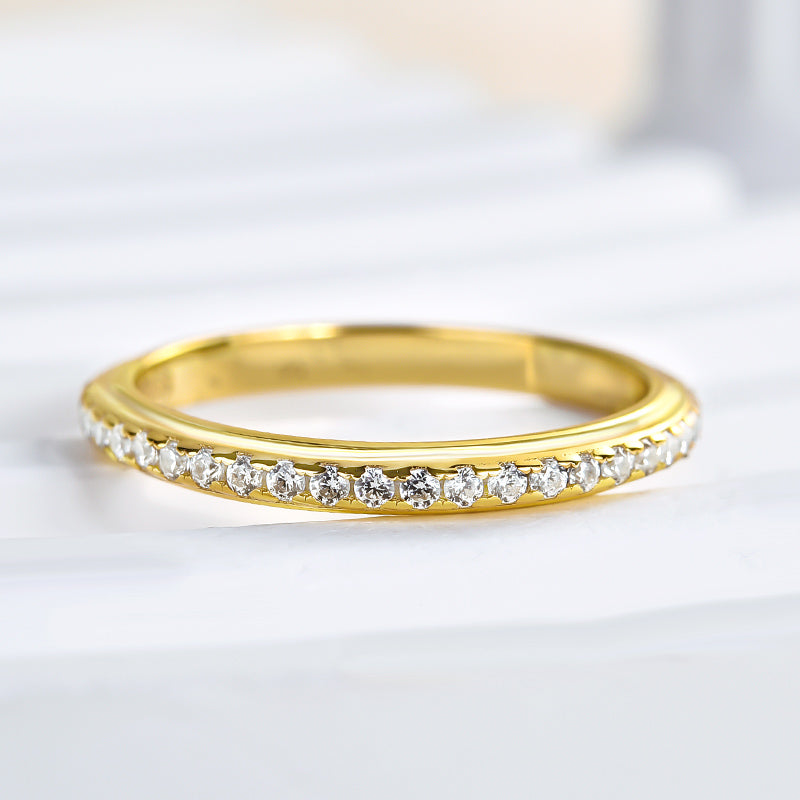 Desirable Yellow Gold Pave Wedding Band