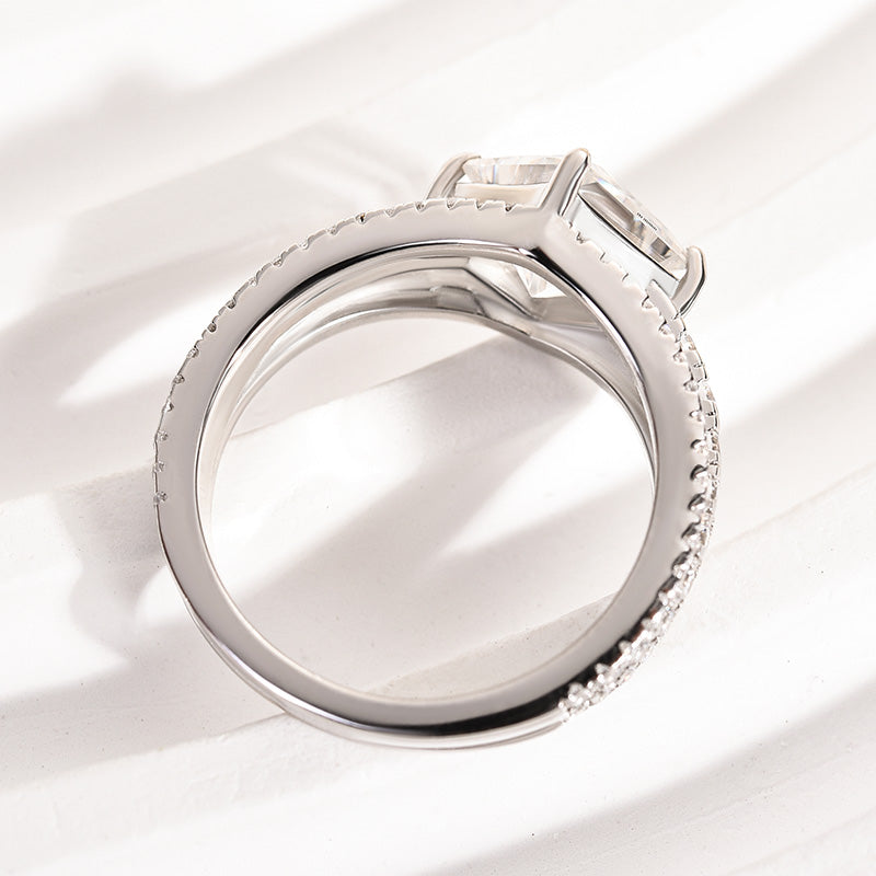Ahabobo Moissanite Special 2.0 Carat Square Princess Cut Engagement Ring