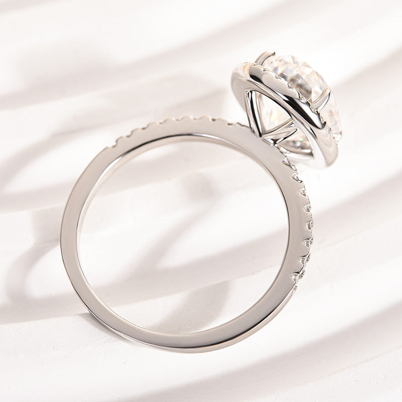 Ahabobo Moissanite Halo 4.5 Carat Oval Cut Engagement Ring
