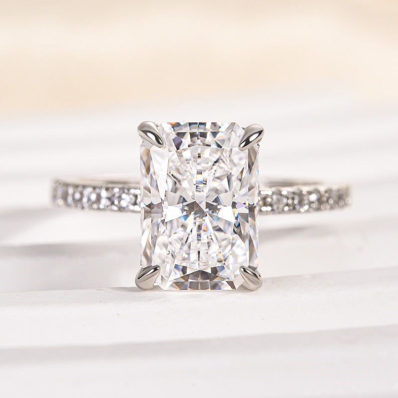 Ahabobo Moissanite 3.5 Carat Radiant Cut Engagement Ring In Sterling Silver