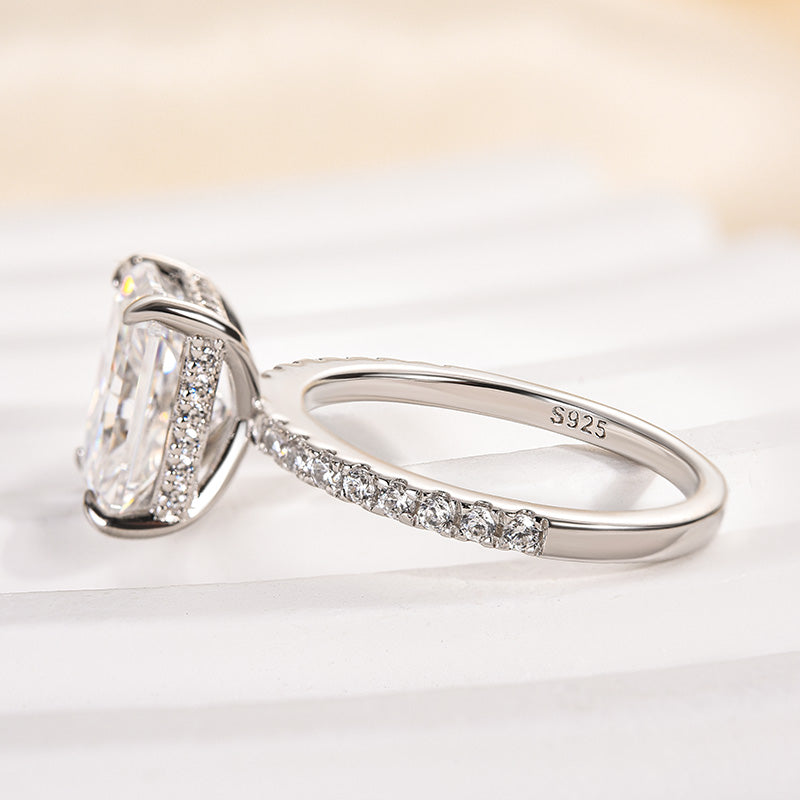 Ahabobo Moissanite 3.5 Carat Radiant Cut Engagement Ring In Sterling Silver