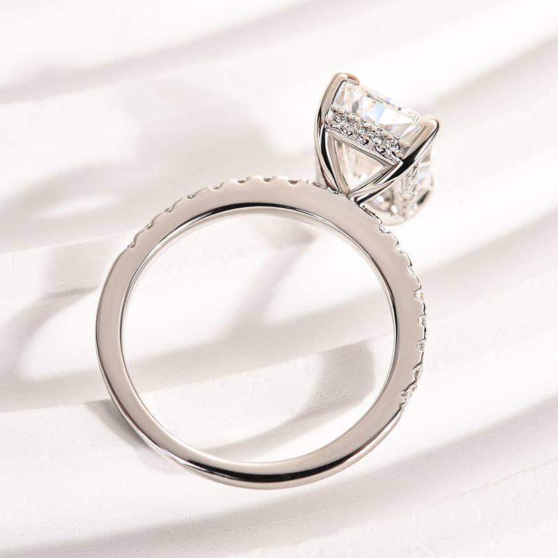 Ahabobo Moissanite 3.5 Carat Radiant Cut Engagement Ring In Sterling Silver