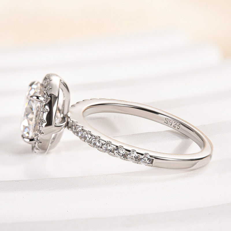 Ahabobo Moissanite 2.0CT Halo Round Cut Engagement Ring