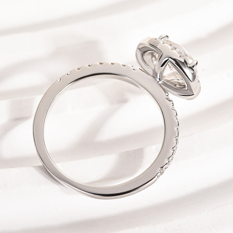 Ahabobo Moissanite 2.0CT Halo Round Cut Engagement Ring