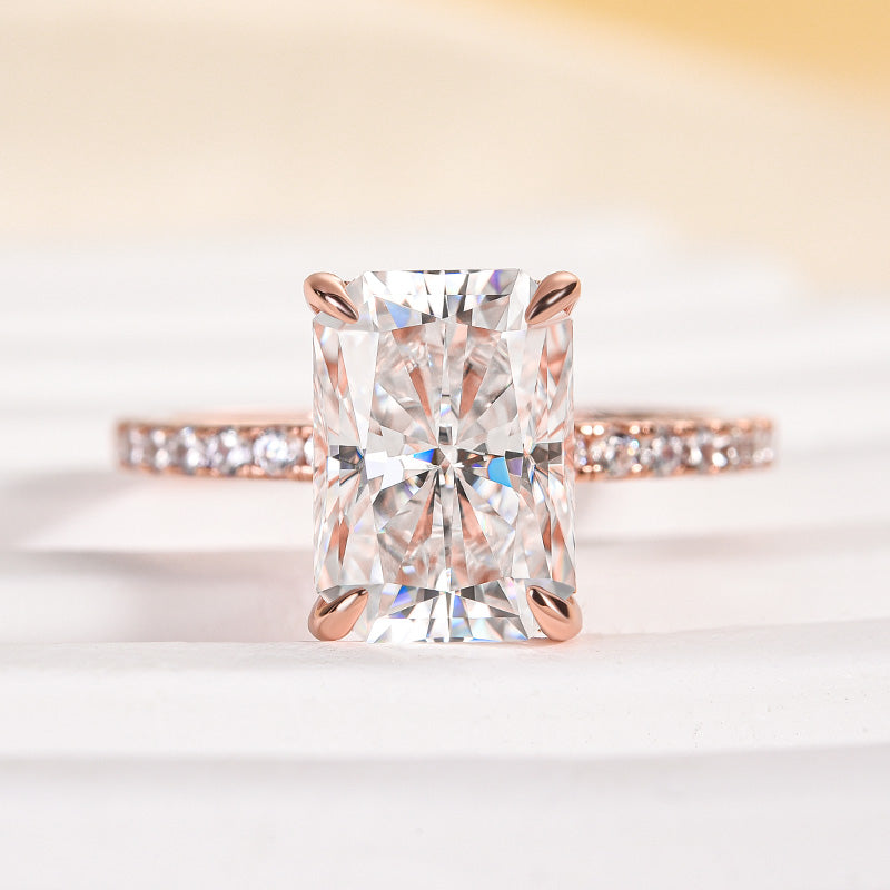 Ahabobo Moissanite 3.5 Carat Radiant Cut Engagement Ring In Sterling Silver