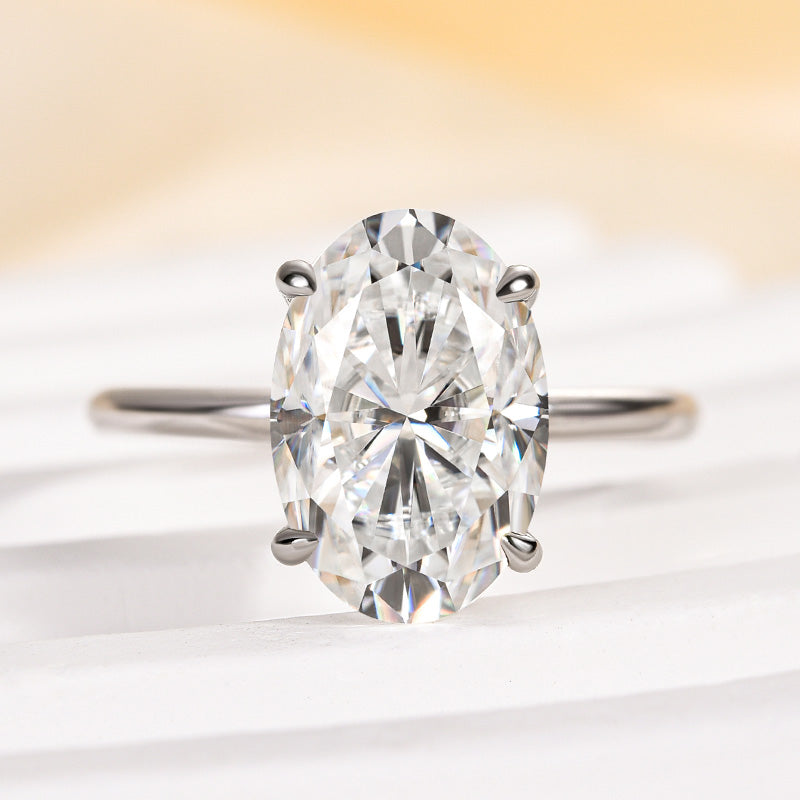 Ahabobo Classic Moissanite 4.0 Carat Oval Cut Engagement Ring