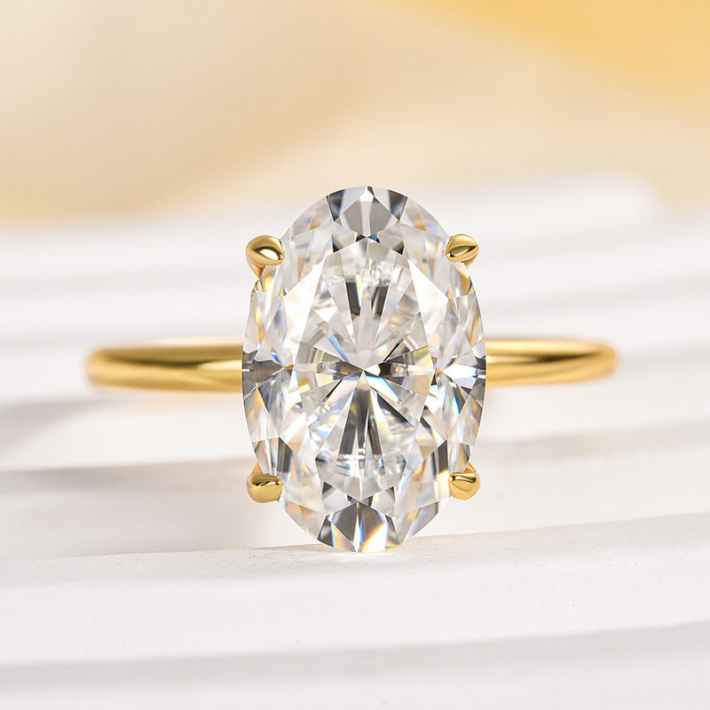Ahabobo Classic Moissanite 4.0 Carat Oval Cut Engagement Ring