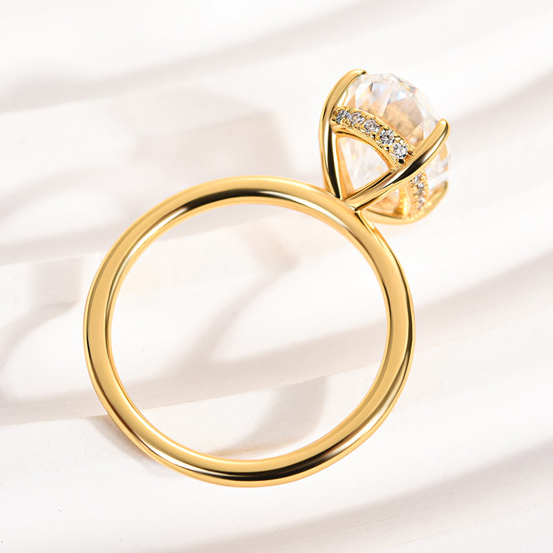Ahabobo Classic Moissanite 4.0 Carat Oval Cut Engagement Ring