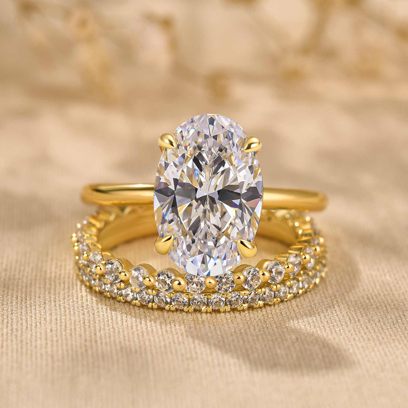 4.0Ct Oval Cut Women's Wedding Ring Set Travle Ring In Sterling Silver