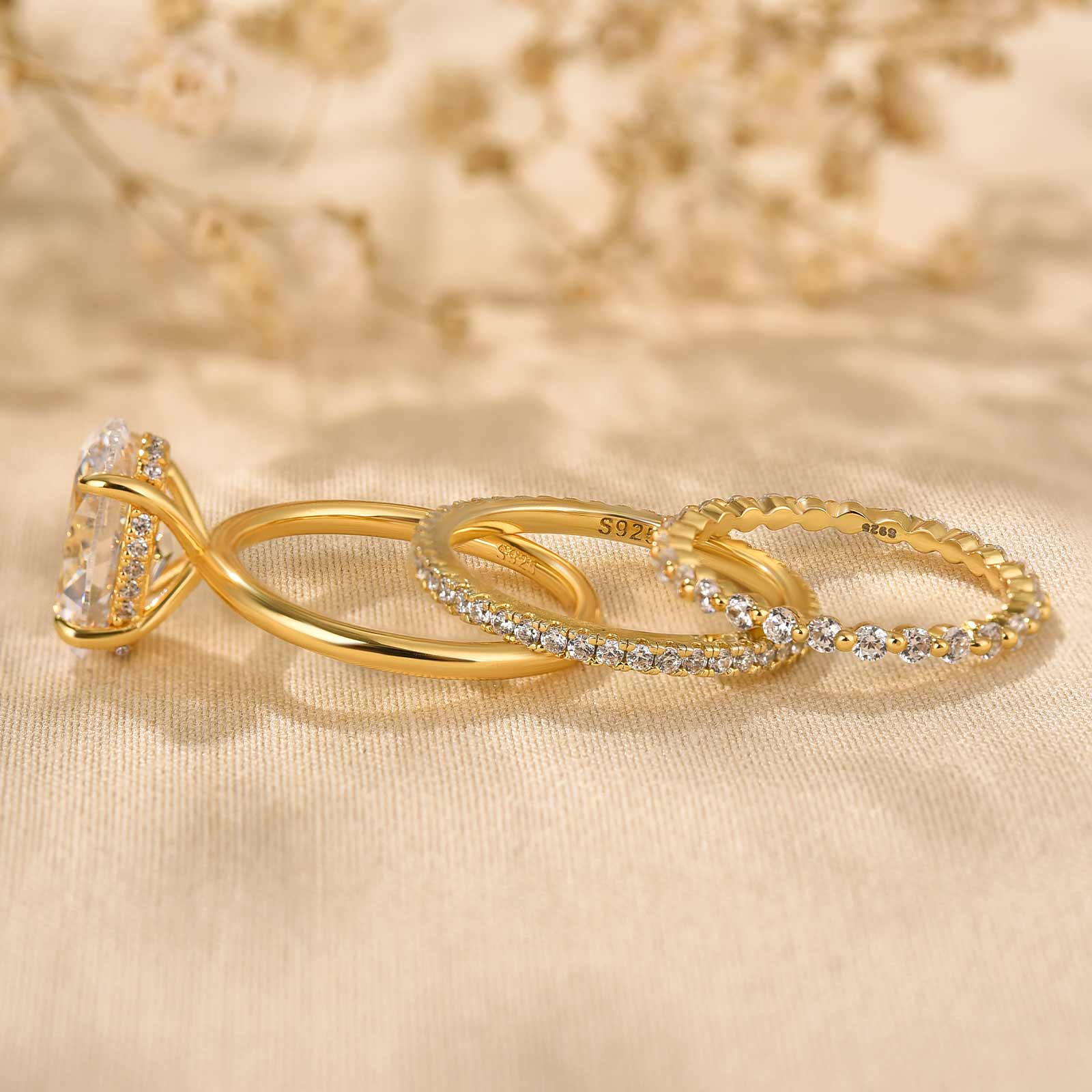 4.0Ct Oval Cut Women's Wedding Ring Set Travle Ring In Sterling Silver