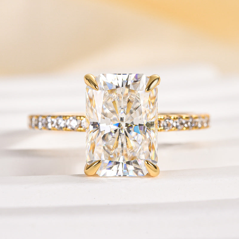 Ahabobo Moissanite 3.5 Carat Radiant Cut Engagement Ring In Sterling Silver