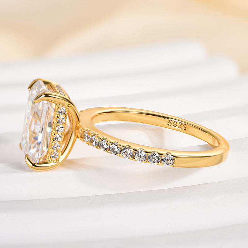 Ahabobo Moissanite 3.5 Carat Radiant Cut Engagement Ring In Sterling Silver