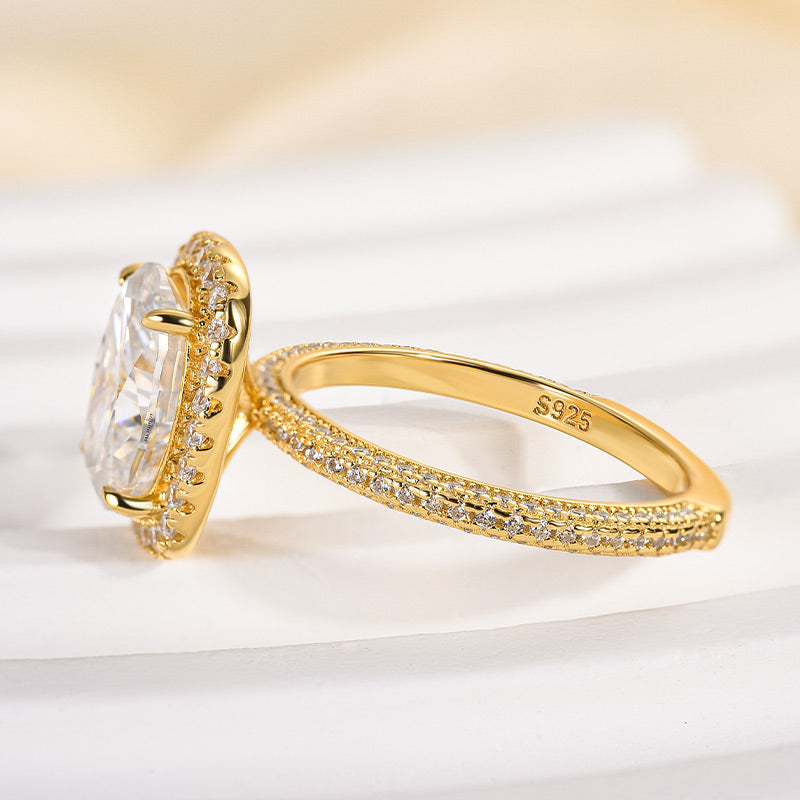 Ahabobo Special Moissanite Halo 2.5 Carat Oval Cut Engagement Ring In Sterling Silver