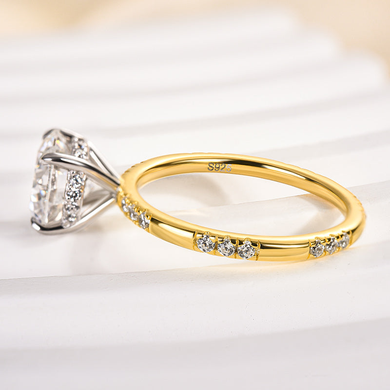 Ahabobo Elegant Moissanite Two-Tone 2.0 Carat Round Cut Engagement Ring