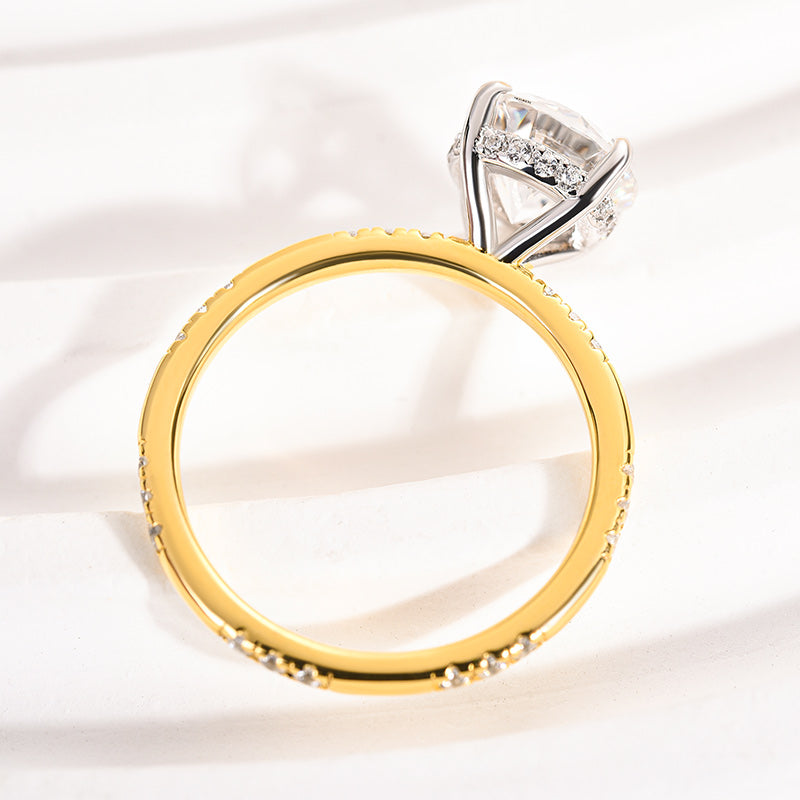 Ahabobo Elegant Moissanite Two-Tone 2.0 Carat Round Cut Engagement Ring