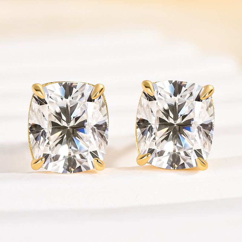 2.0Ct Moissanite Cushion Cut Women's Stud Earrings In Sterling Silver