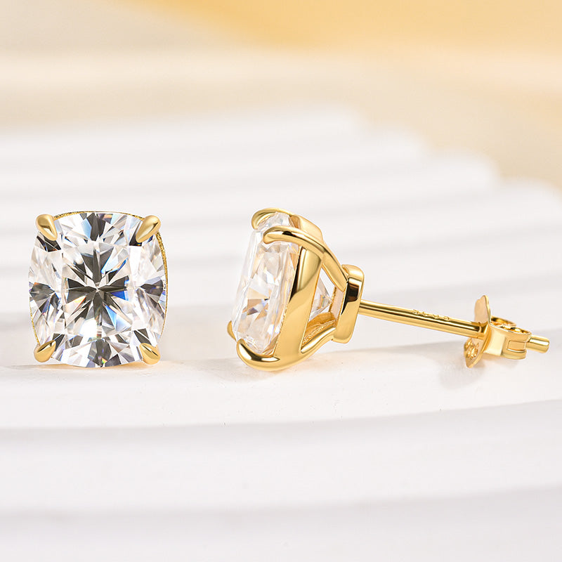 2.0Ct Moissanite Cushion Cut Women's Stud Earrings In Sterling Silver
