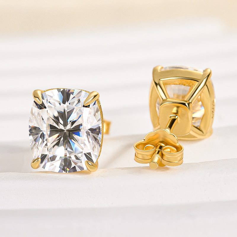2.0Ct Moissanite Cushion Cut Women's Stud Earrings In Sterling Silver