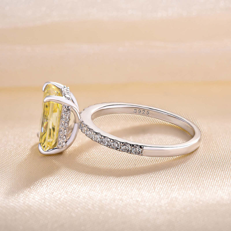 Beautifully 3.3 Carat Yellow Sapphire Radiant Cut Engagement Ring