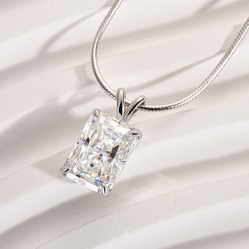 Ahabobo Moissanite 4.5 Carat Radiant Cut Pendant Necklace In Sterling Silver