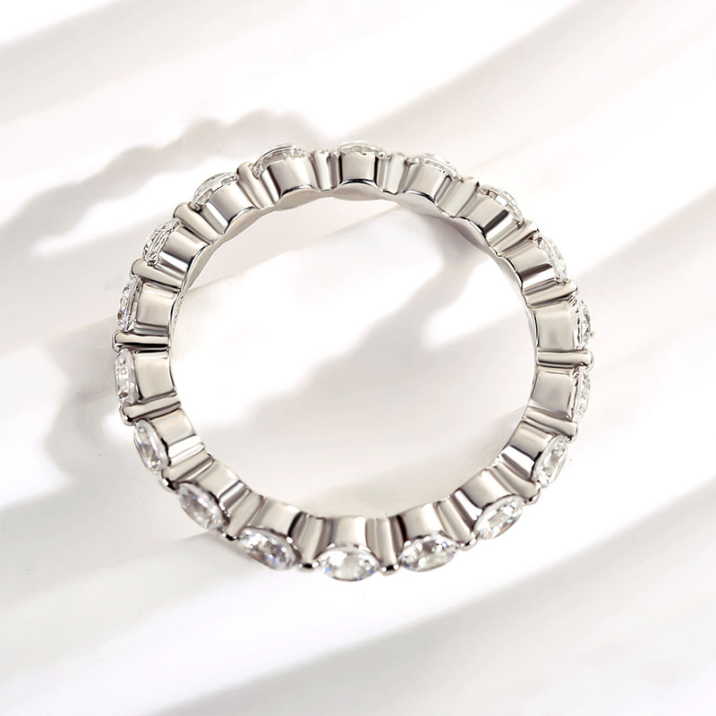 Sterling Silver Eternity Round Cut Women's Stackable Wedding Band