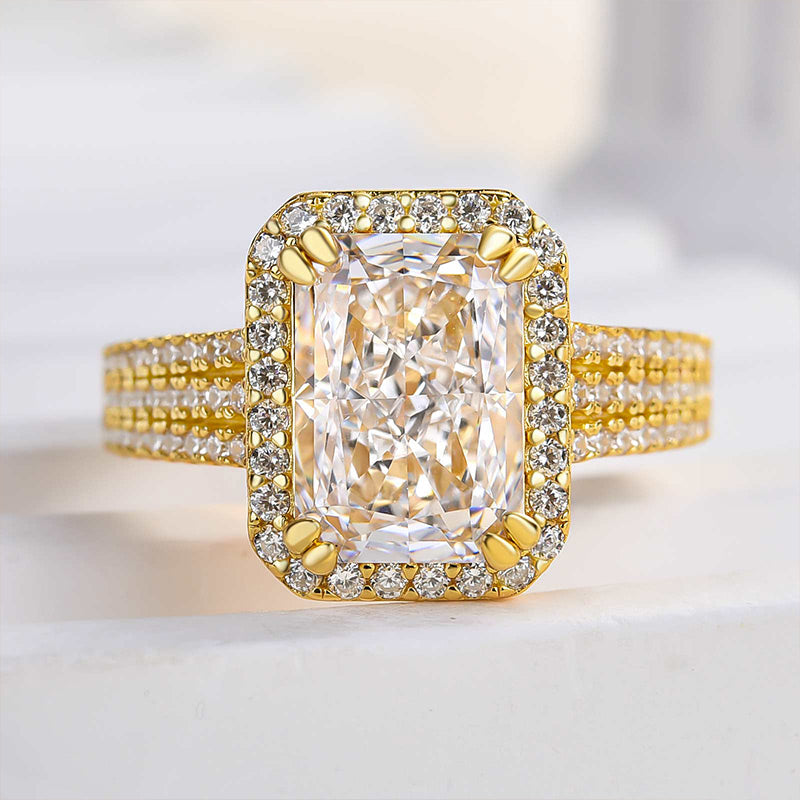 Sparkle Split Shank Halo Radiant Cut Engagement Ring