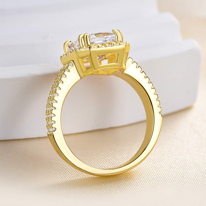 Sparkle Split Shank Halo Radiant Cut Engagement Ring