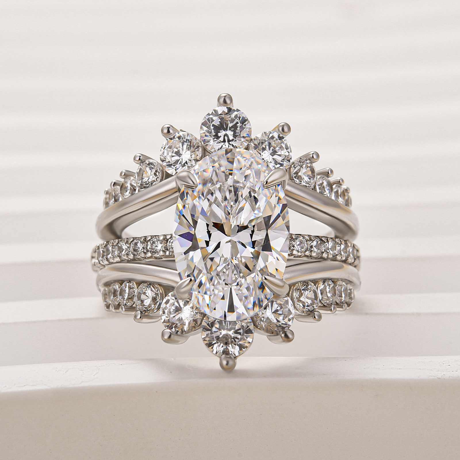 Exclusive 4.0Ct Oval Cut Wedding Ring Set Travel Ring With Jacket Wedding Band