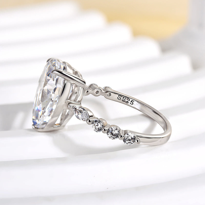 Sparkle Pear Cut Sona Simulated Diamond Engagement Ring In Sterling Silver