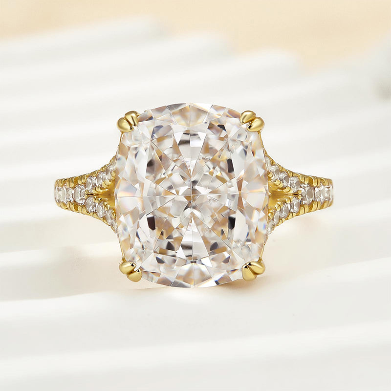 7.0Ct Split Shank Crushed Ice Cushion Cut Engagement Ring