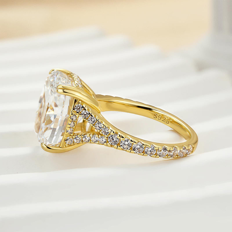 7.0Ct Split Shank Crushed Ice Cushion Cut Engagement Ring
