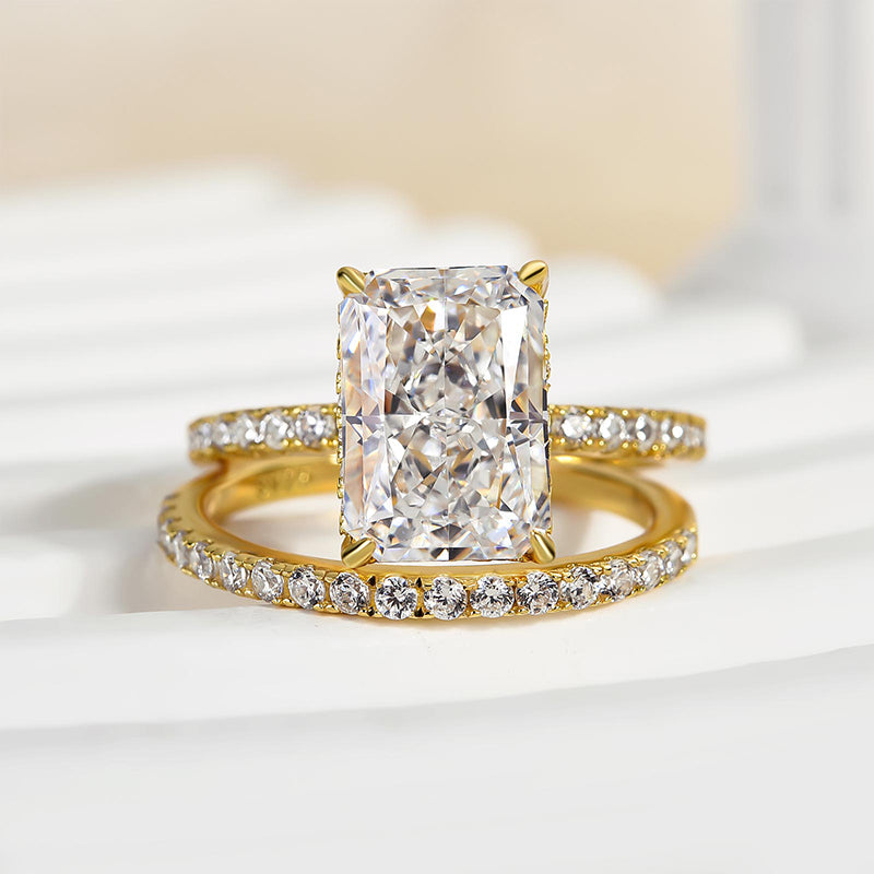 Gorgeous 3.5 Carat Radiant Cut Wedding Ring Set In Sterling Silver
