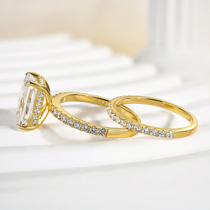 Gorgeous 3.5 Carat Radiant Cut Wedding Ring Set In Sterling Silver