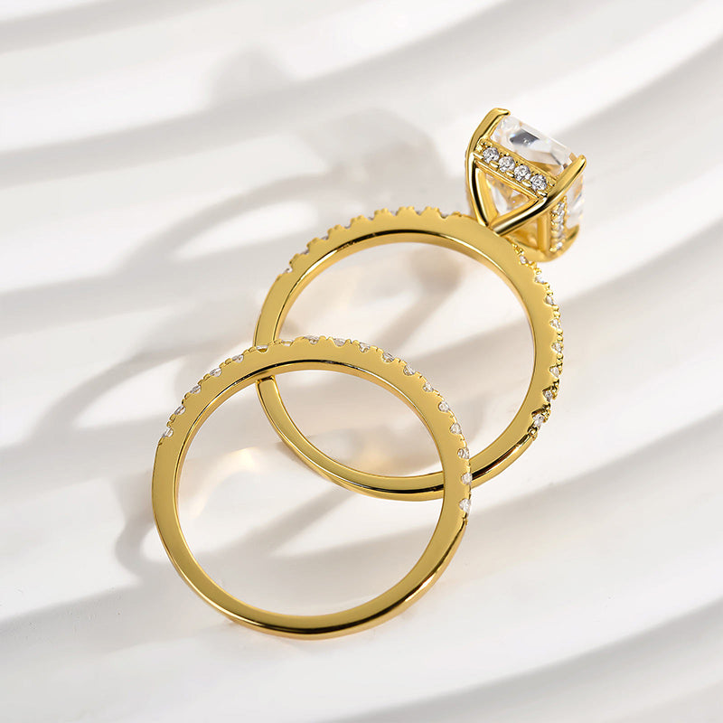 Gorgeous 3.5 Carat Radiant Cut Wedding Ring Set In Sterling Silver