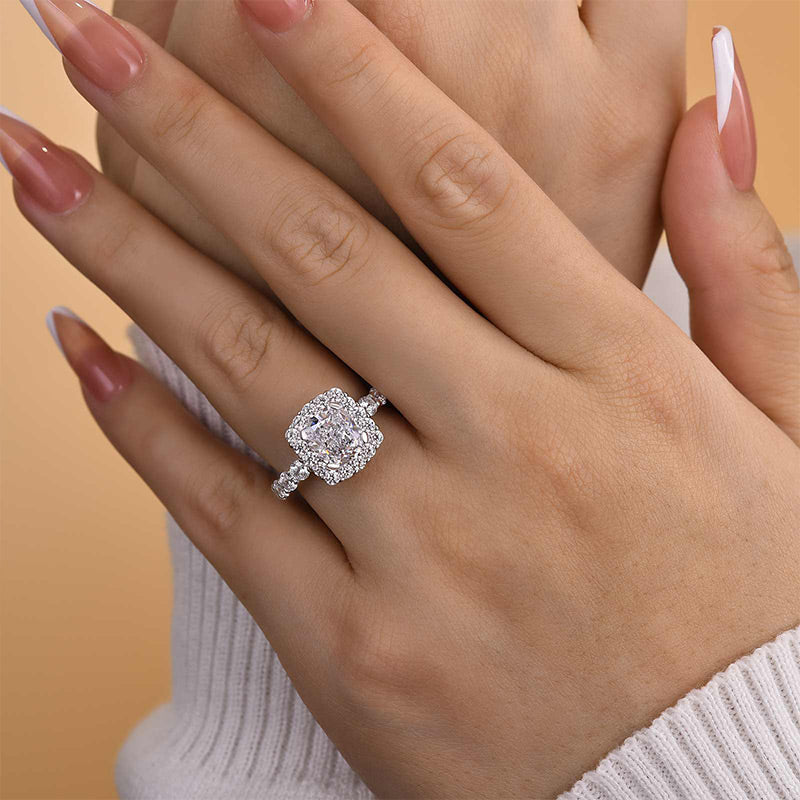 Precious Halo Crushed Ice Cushion Cut Engagement Ring