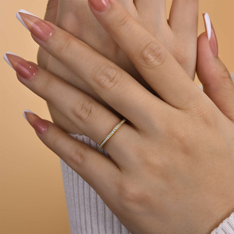 Exclusive Yellow Gold Channel Set Curved Half Wedding Band